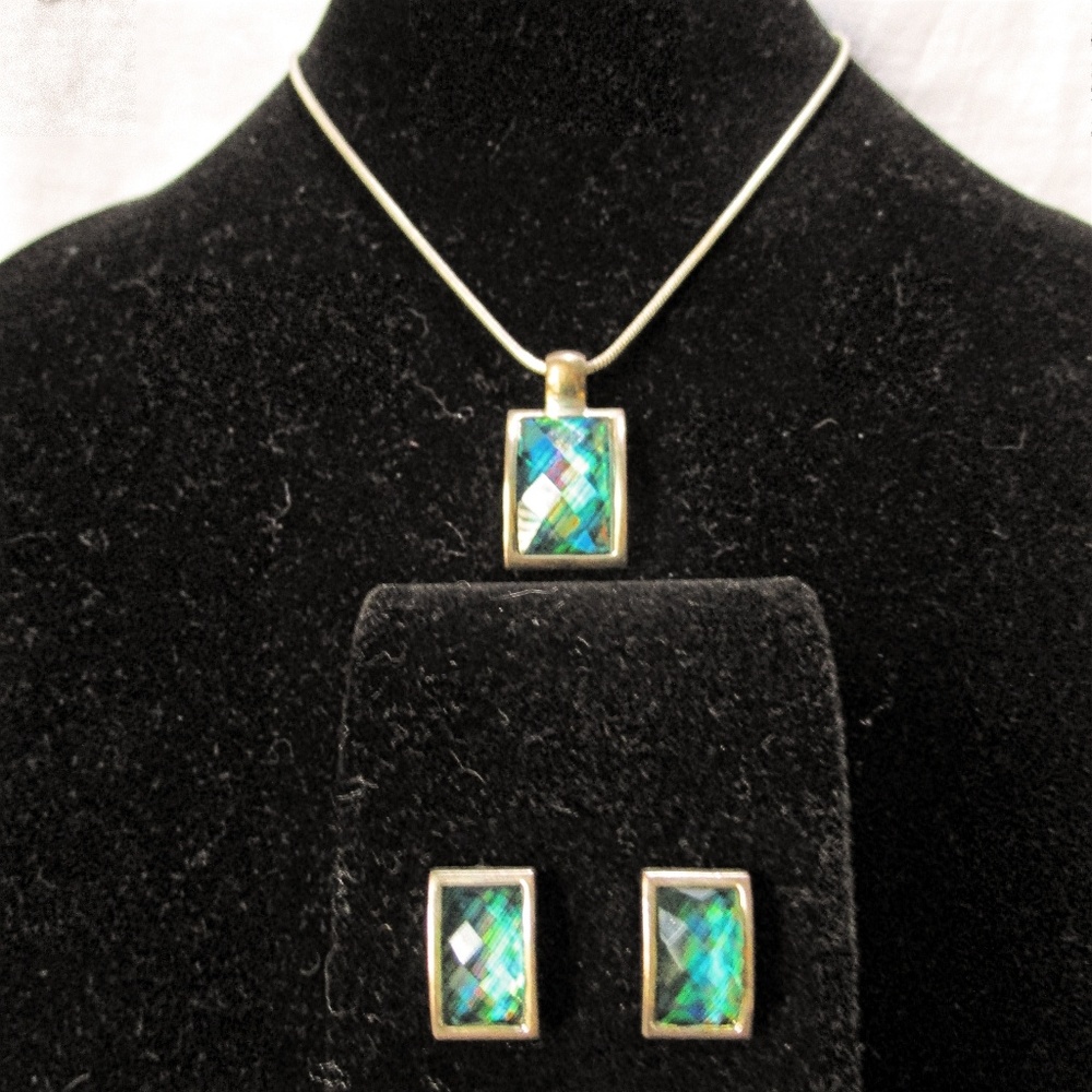 Gold with silver undertone necklace and earrings